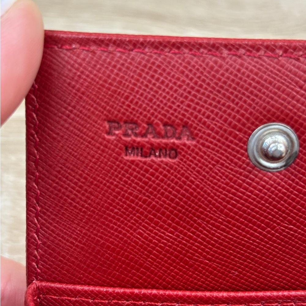 Prada (+COA) Red Saffiano Leather Coin Pouch - Picture 10 of 10